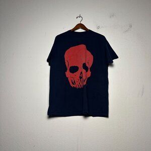 Crunch Graphic T Shirt Men XL Red Skull Rock Indie Punk Y2K Solid Black Band Tee